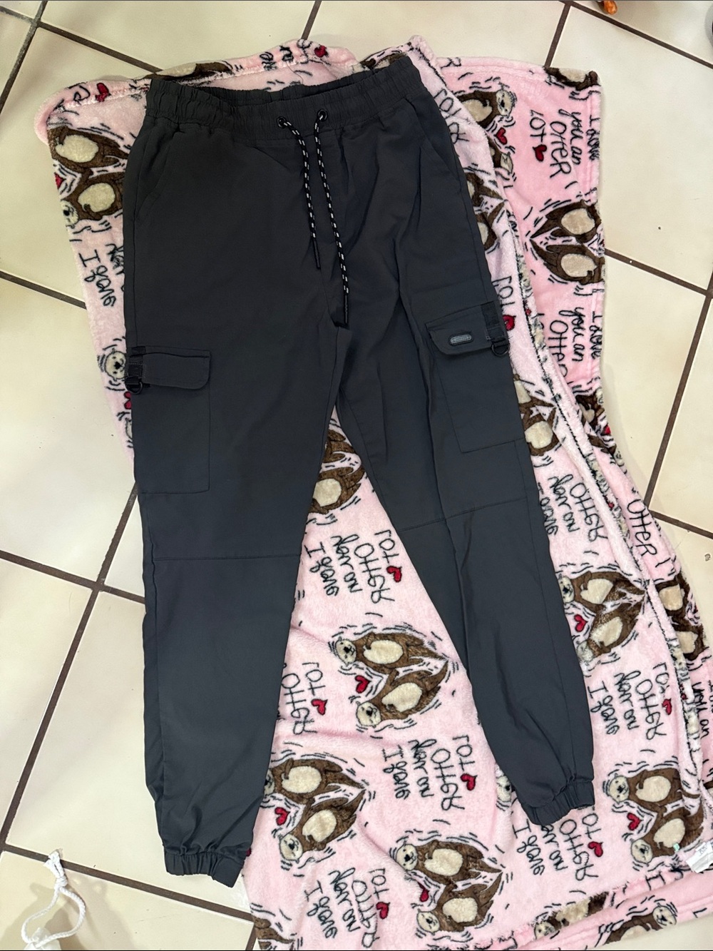 Kids Black Cargo Joggers with Elastic Waist